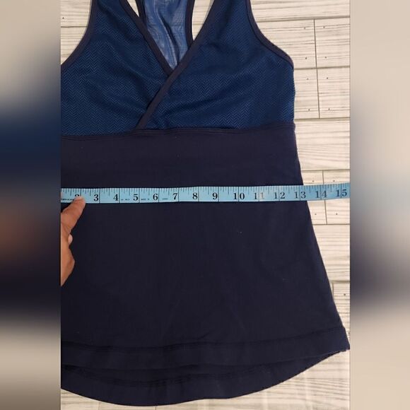 Lululemon Athletica Surplice Mesh Tank Top in Blue Size 6 - Picture 8 of 9